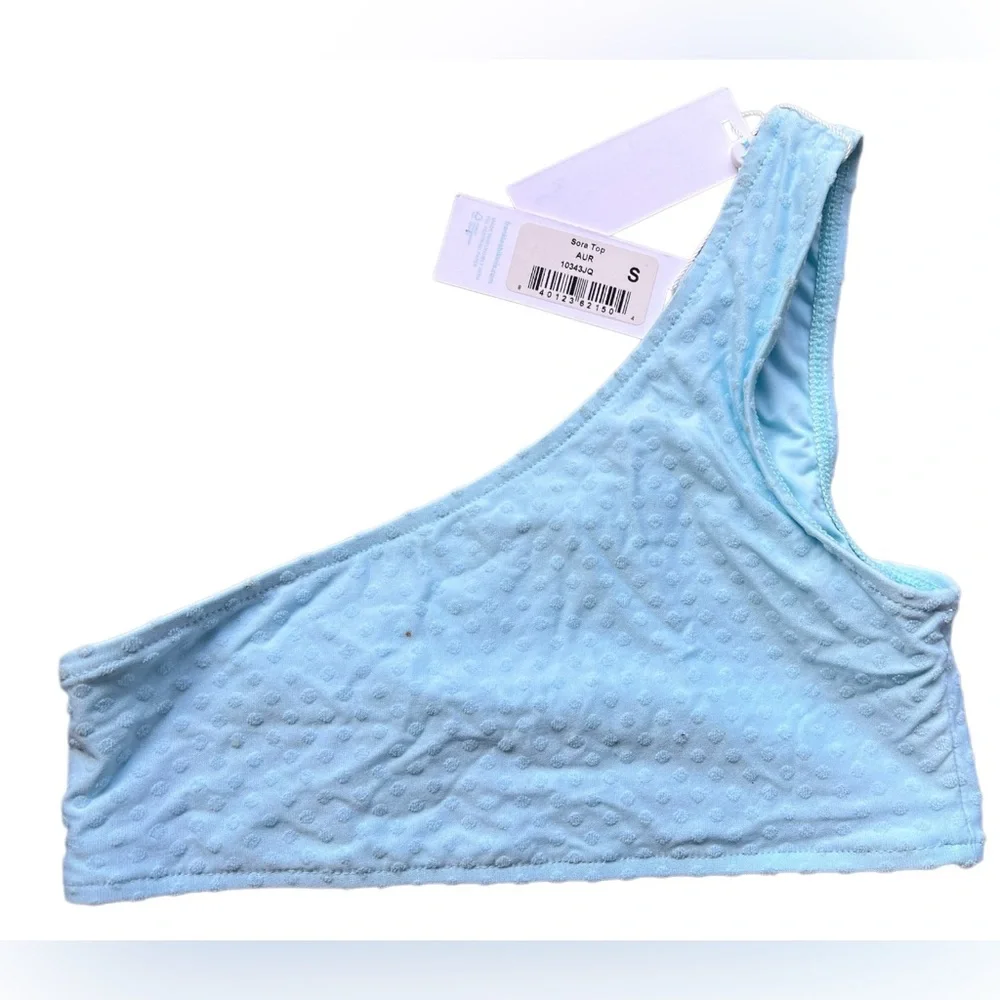💚 Frankie’s Bikini Light Blue‎ one-shoulder bikini top size Small